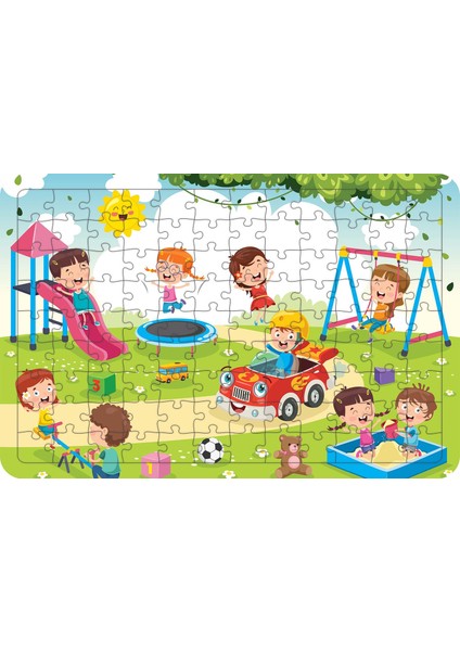 Parktaki Çocuklar 108 Parça Ahşap Çocuk Puzzle Yapboz