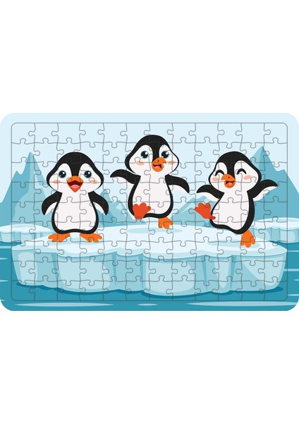 Küçük Penguenler 108 Parça Ahşap Çocuk Puzzle Yapboz Model