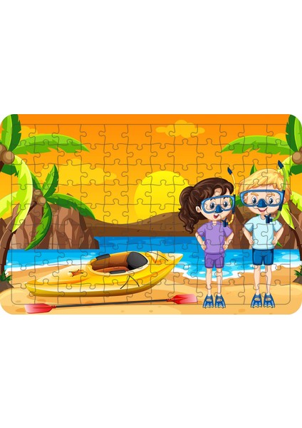 Kano Gezisi 108 Parça Ahşap Çocuk Puzzle Yapboz