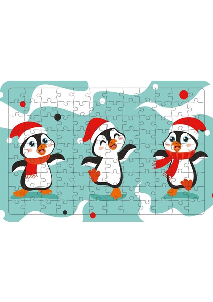 Küçük Penguenler 108 Parça Ahşap Çocuk Puzzle Yapboz Model