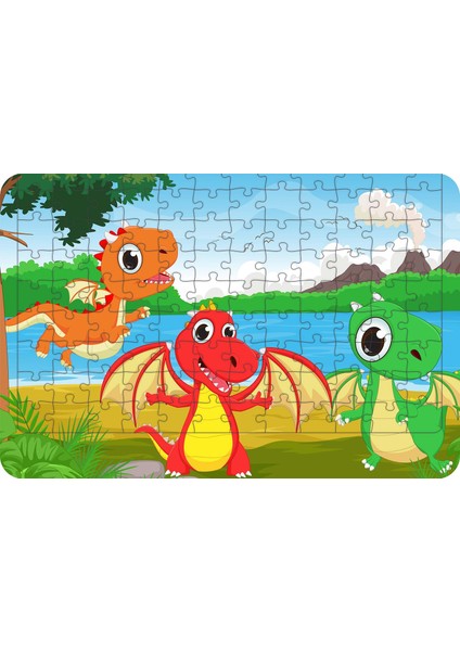 Bebek Dinozorlar 108 Parça Ahşap Çocuk Puzzle Yapboz