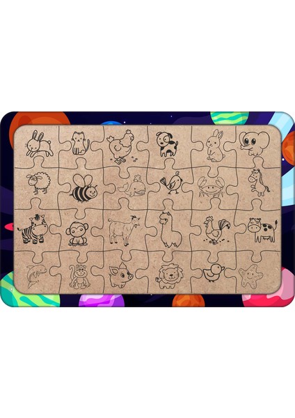 Uzaydaki Savaşcı 24 Parça Ahşap Çocuk Puzzle Yapboz