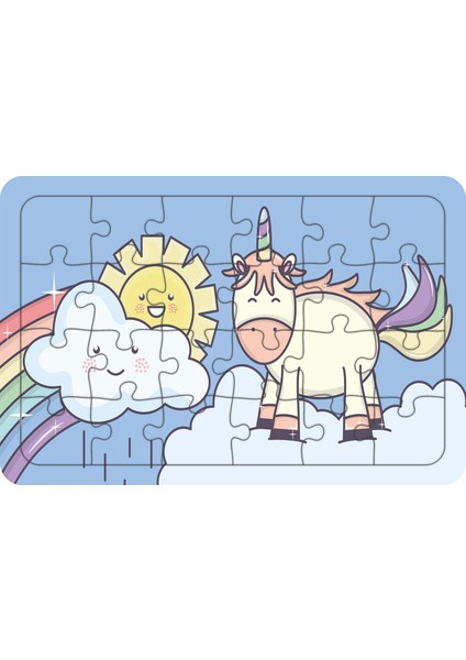 Unicorn Gökyüzünde 24 Parça Ahşap Çocuk Puzzle Yapboz