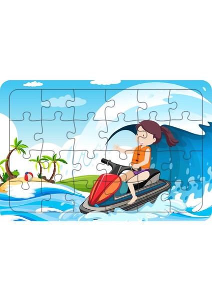 Su Sporları 24 Parça Ahşap Çocuk Puzzle Yapboz