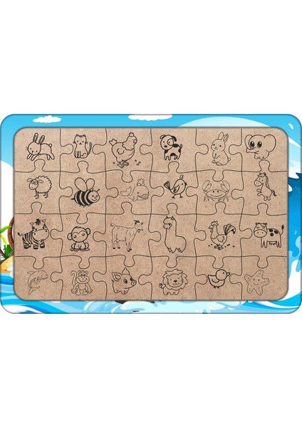 Su Sporları 24 Parça Ahşap Çocuk Puzzle Yapboz