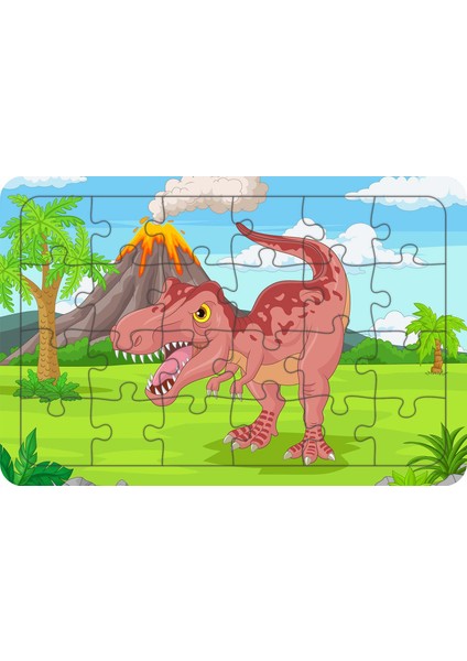 Vahsi Dinozor Tyrannosaurus 24 Parça Ahşap Çocuk Puzzle Yapbo