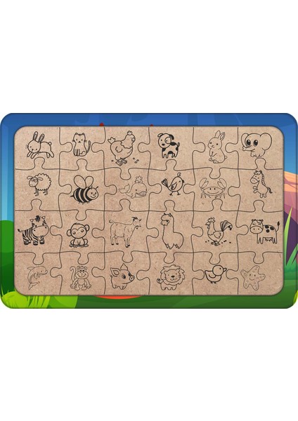 Tilki 24 Parça Ahşap Çocuk Puzzle Yapboz