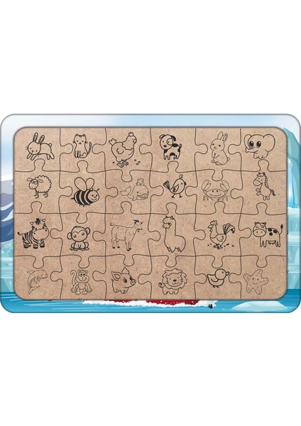 Sevimli Foklar 24 Parça Ahşap Çocuk Puzzle Yapboz Model 2