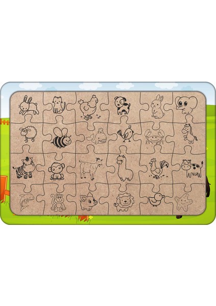 Sevimli Atlar 24 Parça Ahşap Çocuk Puzzle Yapboz