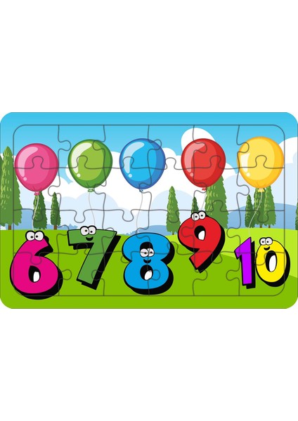 Sayılar 24 Parça Ahşap Çocuk Puzzle Yapboz Model 2
