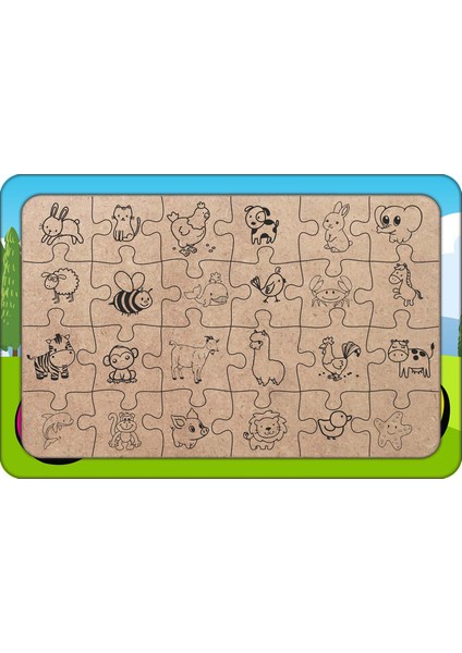 Sayılar 24 Parça Ahşap Çocuk Puzzle Yapboz Model 2