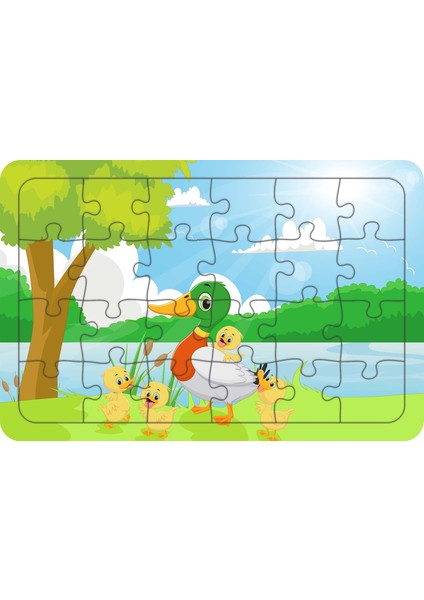 Sevimli Ördekler 24 Parça Ahşap Çocuk Puzzle Yapboz