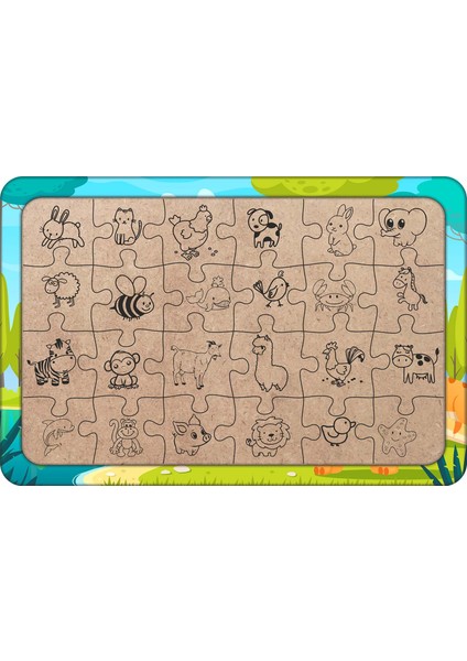 Göldeki Dinozorlar 24 Parça Ahşap Çocuk Puzzle Yapboz