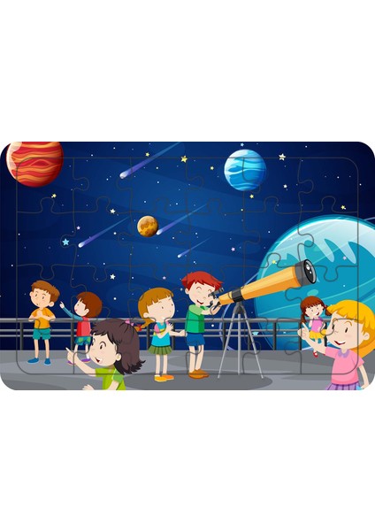 Gökyüzünü Inceliyoruz 24 Parça Ahşap Çocuk Puzzle Yapboz