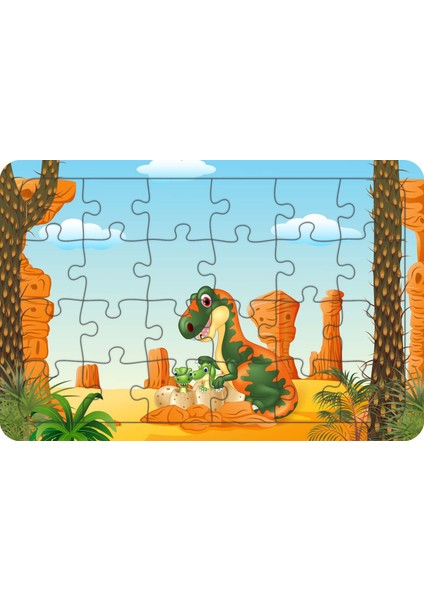 Dinozor Tyrannosaurus 24 Parça Ahşap Çocuk Puzzle Yapboz