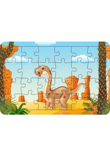 Dinozor Stegosaurus 24 Parça Ahşap Çocuk Puzzle Yapboz