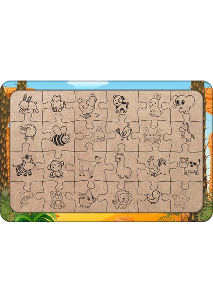 Dinozor Stegosaurus 24 Parça Ahşap Çocuk Puzzle Yapboz