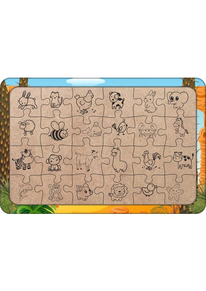 Dinozorlar 24 Parça Ahşap Çocuk Puzzle Yapboz Model 4