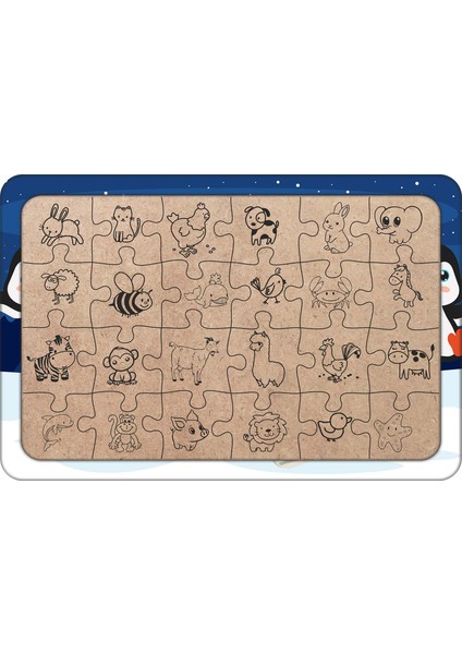 Küçük Penguenler 24 Parça Ahşap Çocuk Puzzle Yapboz Model