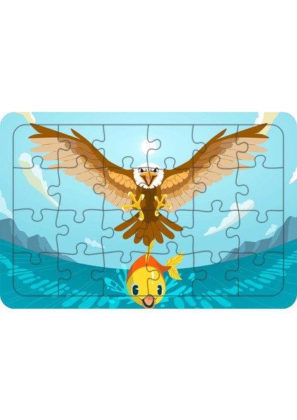Kartal ve Balık 24 Parça Ahşap Çocuk Puzzle Yapboz