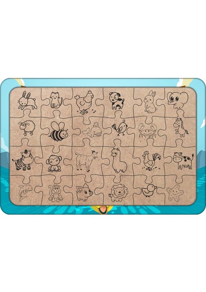 Kartal ve Balık 24 Parça Ahşap Çocuk Puzzle Yapboz