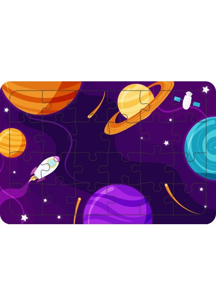 Galaksi 24 Parça Ahşap Çocuk Puzzle Yapboz Model 5
