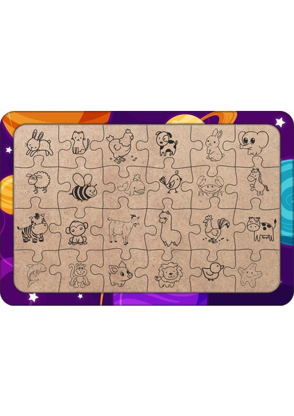 Galaksi 24 Parça Ahşap Çocuk Puzzle Yapboz Model 5