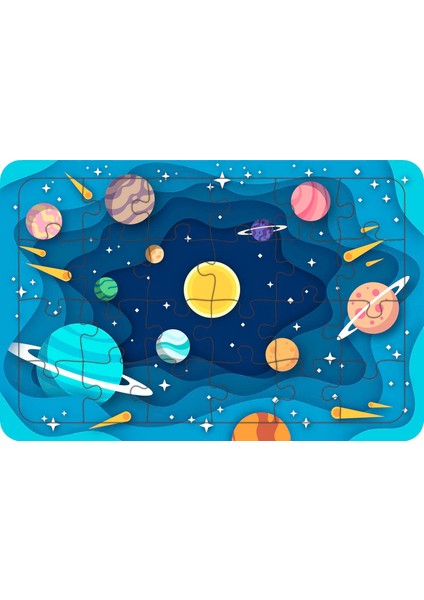 Galaksi 24 Parça Ahşap Çocuk Puzzle Yapboz Model 3