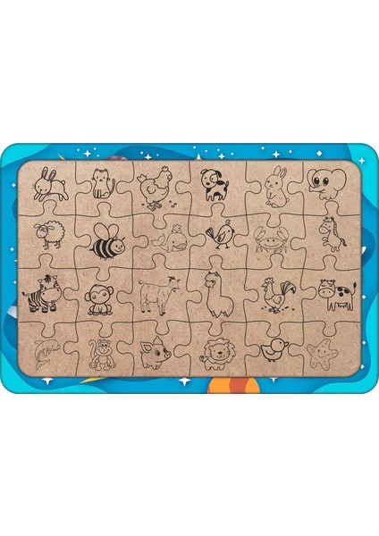 Galaksi 24 Parça Ahşap Çocuk Puzzle Yapboz Model 3