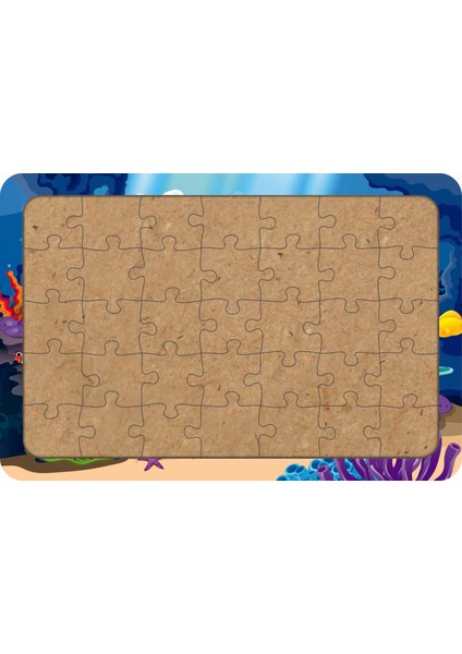 Deniz Canlıları 35 Parça Ahşap Çocuk Puzzle Yapboz Model 12