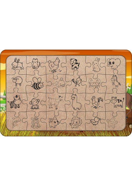 Koşan Atlar 24 Parça Ahşap Çocuk Puzzle Yapboz