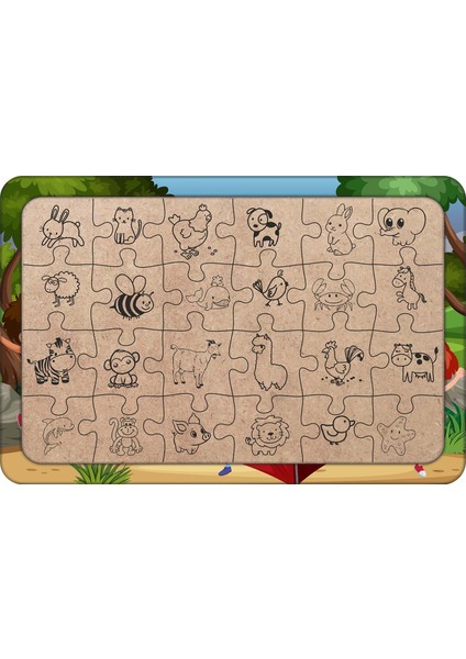Kampçı Çocuklar 24 Parça Ahşap Çocuk Puzzle Yapboz