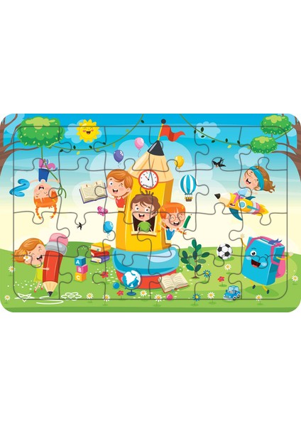 Kalem Ev 24 Parça Ahşap Çocuk Puzzle Yapboz