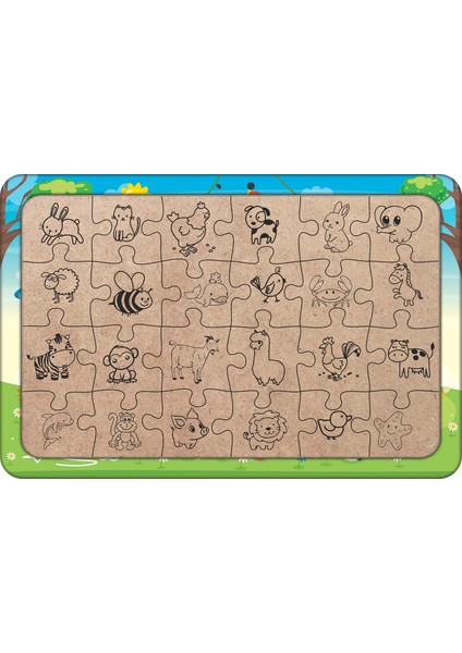 Kalem Ev 24 Parça Ahşap Çocuk Puzzle Yapboz