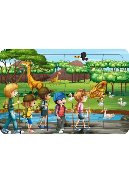 Hayvanat Bahçesi 24 Parça Ahşap Çocuk Puzzle Yapboz