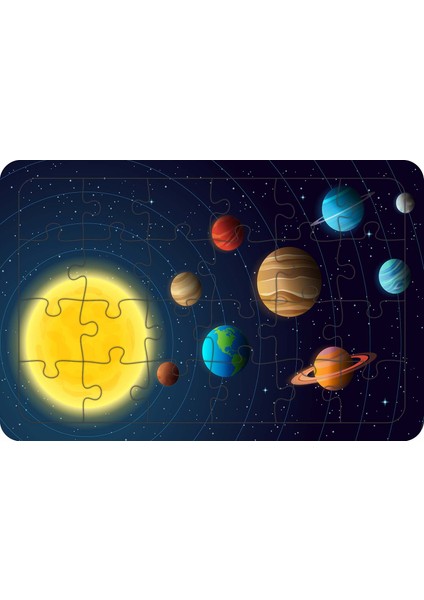 Gezegenler 24 Parça Ahşap Çocuk Puzzle Yapboz Model 2