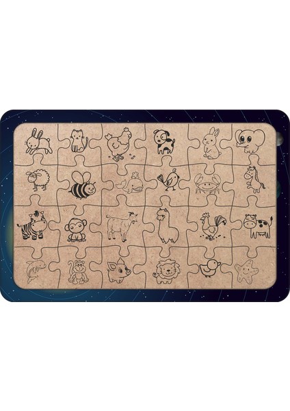 Gezegenler 24 Parça Ahşap Çocuk Puzzle Yapboz Model 2