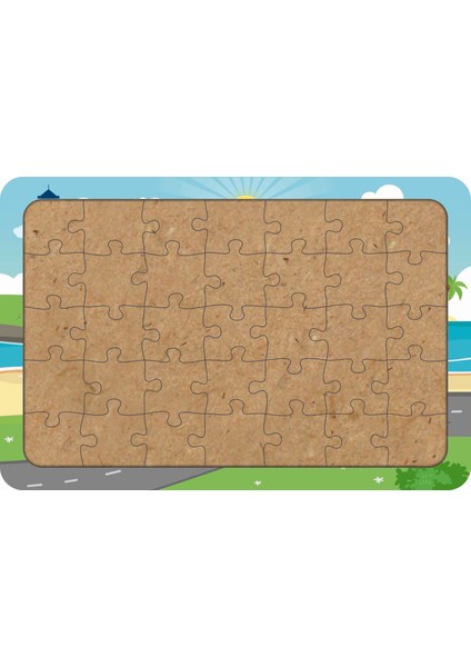 Ailemiz Tatilde 35 Parça Ahşap Çocuk Puzzle Yapboz