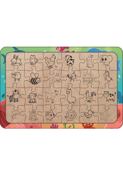Denizdeki Dostlar 24 Parça Ahşap Çocuk Puzzle Yapboz