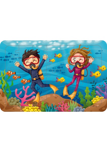 Dalgıçlar 35 Parça Ahşap Çocuk Puzzle Yapboz