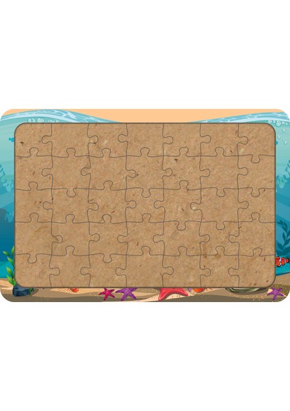 Deniz Canlıları 35 Parça Ahşap Çocuk Puzzle Yapboz Model 9