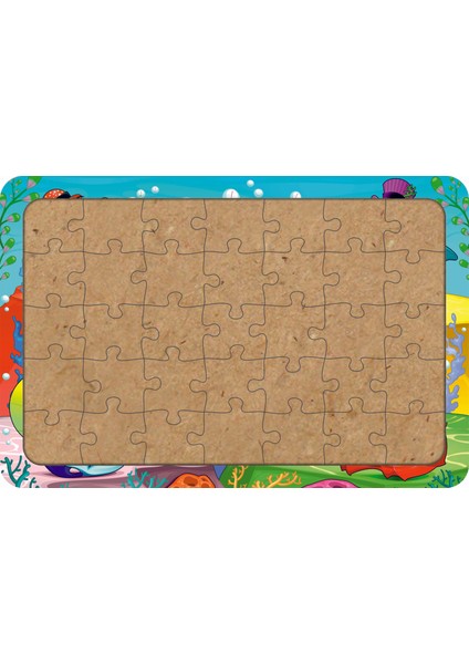Deniz Canlıları 35 Parça Ahşap Çocuk Puzzle Yapboz Model 13