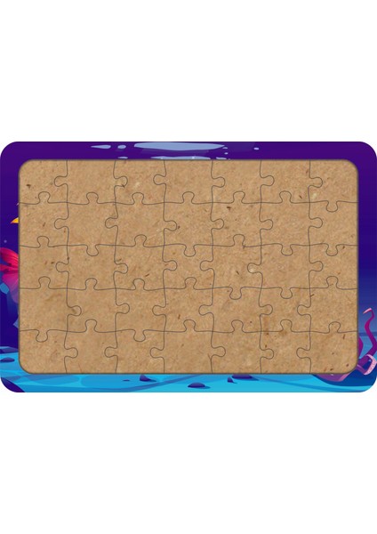 Deniz Canlıları 35 Parça Ahşap Çocuk Puzzle Yapboz Model 15