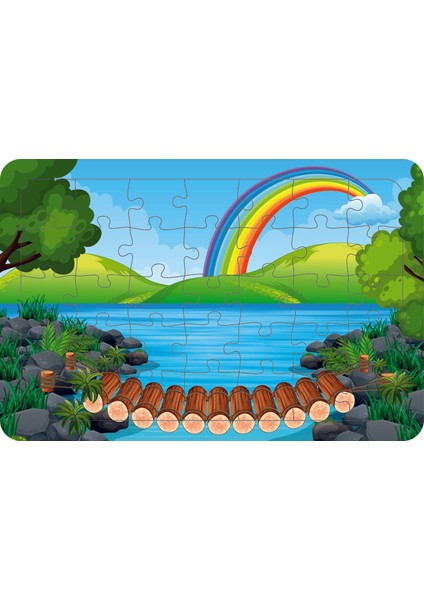 Gök Kuşağı 35 Parça Ahşap Çocuk Puzzle Yapboz Model 2