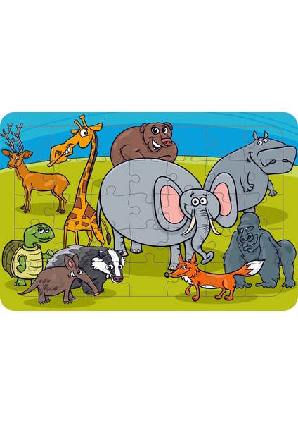 Hayvanlar 35 Parça Ahşap Çocuk Puzzle Yapboz Model 13