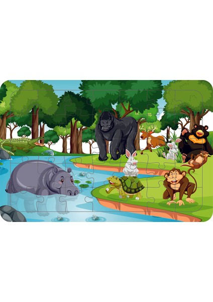 Hayvanlar 35 Parça Ahşap Çocuk Puzzle Yapboz Model 15