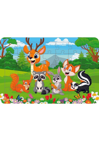 Hayvanlar 35 Parça Ahşap Çocuk Puzzle Yapboz Model 12
