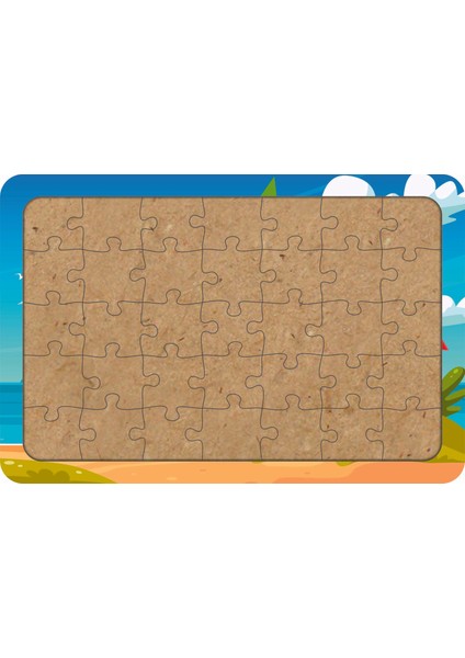 Sahil Evi 35 Parça Ahşap Çocuk Puzzle Yapboz