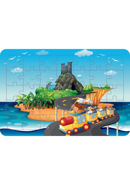 Tatil Treni 35 Parça Ahşap Çocuk Puzzle Yapboz