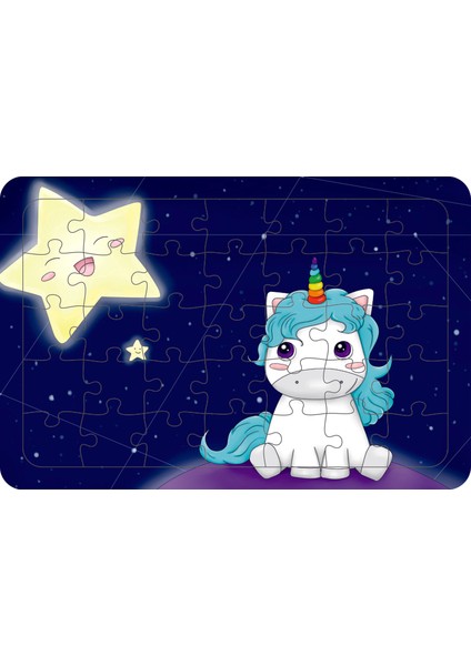 Bebek Unicorn 35 Parça Ahşap Çocuk Puzzle Yapboz